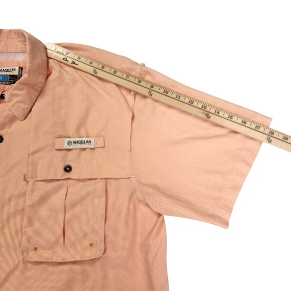 Magellan Outdoors Men's Size Large Peach Plaid Relaxed Fit Casual Fishing Shirt - Picture 9 of 12